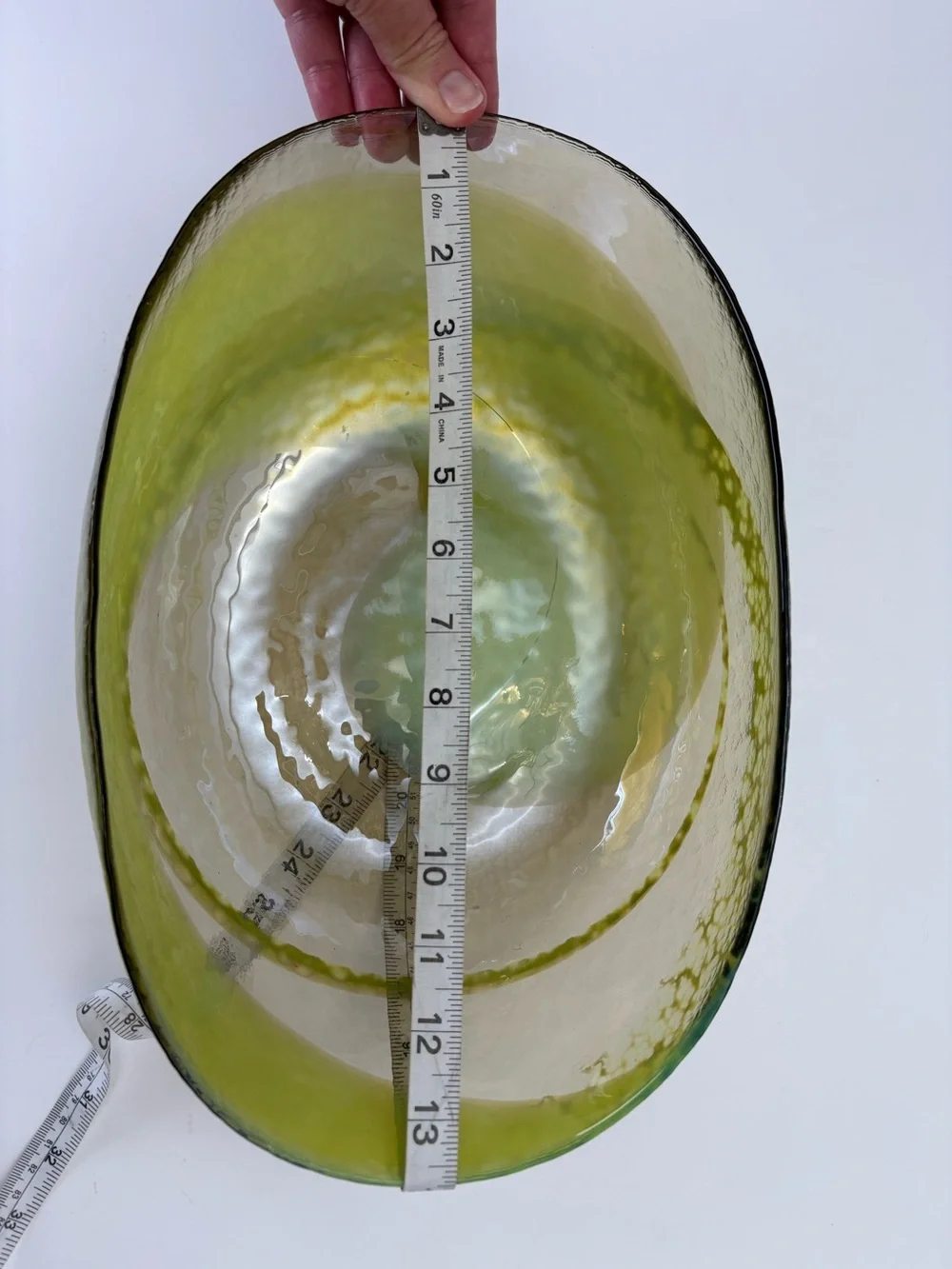 Crate & Barrel Agave Large Centerpiece Bowl Green Murano Glass Made In Italy